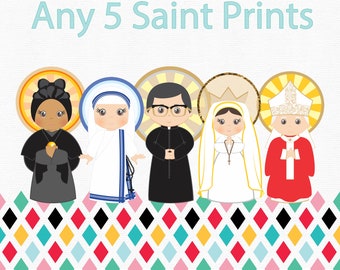 Set of Saint Prints. Any 5 or more Saint Print. Saint print set. Baptism Gift. First Communion Gift. Mother Teresa. John Paul II. Hail Mary.