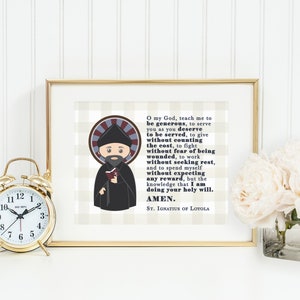 Saint Ignatius of Loyola Catholic Poster Print. Catholic Wall Art Poster. First Communion. Saint Ignatius of Loyola prayer poster.