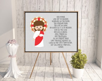 Our Father Prayer poster print. Our Father Wall Art. Nursery Art. Kids Room Print. Prayer Print Poster. Catholic Poster. Catholic gift