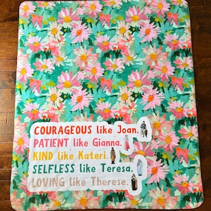 Live like Saints Ultra soft Blanket with Sherpa lining. 50x60” Live like Joan, Gianna, Kateri, Teresa, Therese Blanket. Catholic blanket