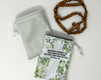 Saint Pio Rosary bag. Abandon yourself in the hands of Mary gift. First communion. Rosary gift. Cross bag. Catholic gift. Rosary pouch.
