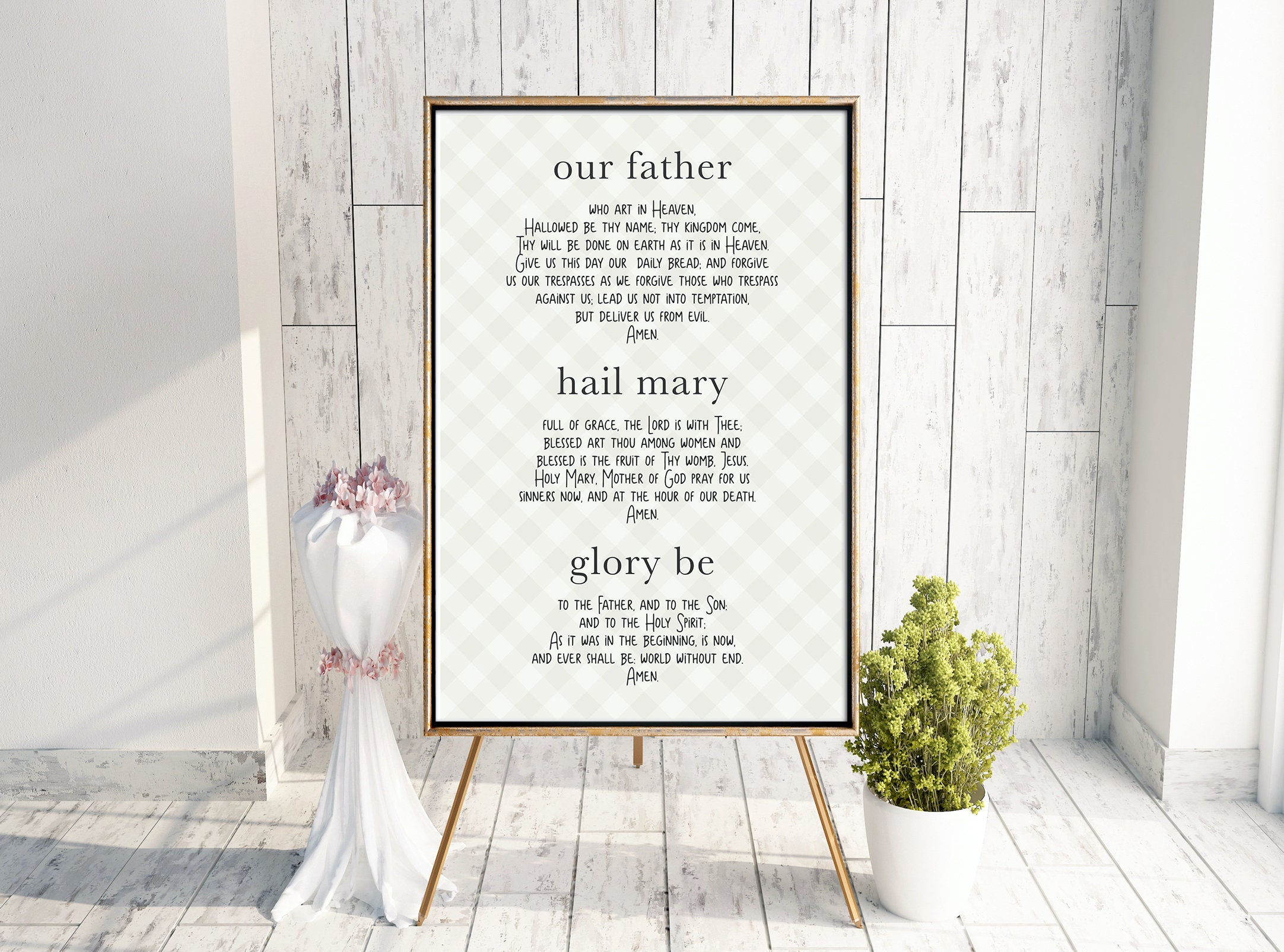 Our Father Hail Mary Glory Be Art Print 24x36 Prayer Print Etsy