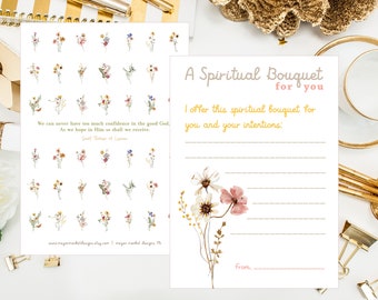 Set of 10 Spiritual Bouquet Note Cards and Envelopes. 5x7 Spiritual Bouquet Notecard Set. Catholic gift. First communion. St Therese
