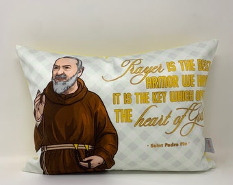 Saint Padre Pio pillow. Prayer is the best armor. Baptism Gift. Children's & Nursery Decor. Catholic Gift. First Communion. St. Pio Gift