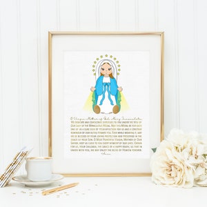 Our Lady of the Miraculous Medal prayer print. Mary Wall Art Poster. Nursery Art. Kids Prayer Print Poster. Catholic Poster. Baptism Gift.