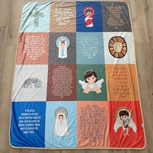 My Catholic Prayers Ultra soft throw Blanket. Prayer Blanket. 50 x 60&quot; Catholic Prayers Blanket. Baptism Gift. Catholic. Hail Mary, Glory be