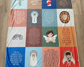 My Catholic Prayers Ultra soft throw Blanket. Prayer Blanket. 50 x 60" Catholic Prayers Blanket. Baptism Gift. Catholic. Hail Mary, Glory be