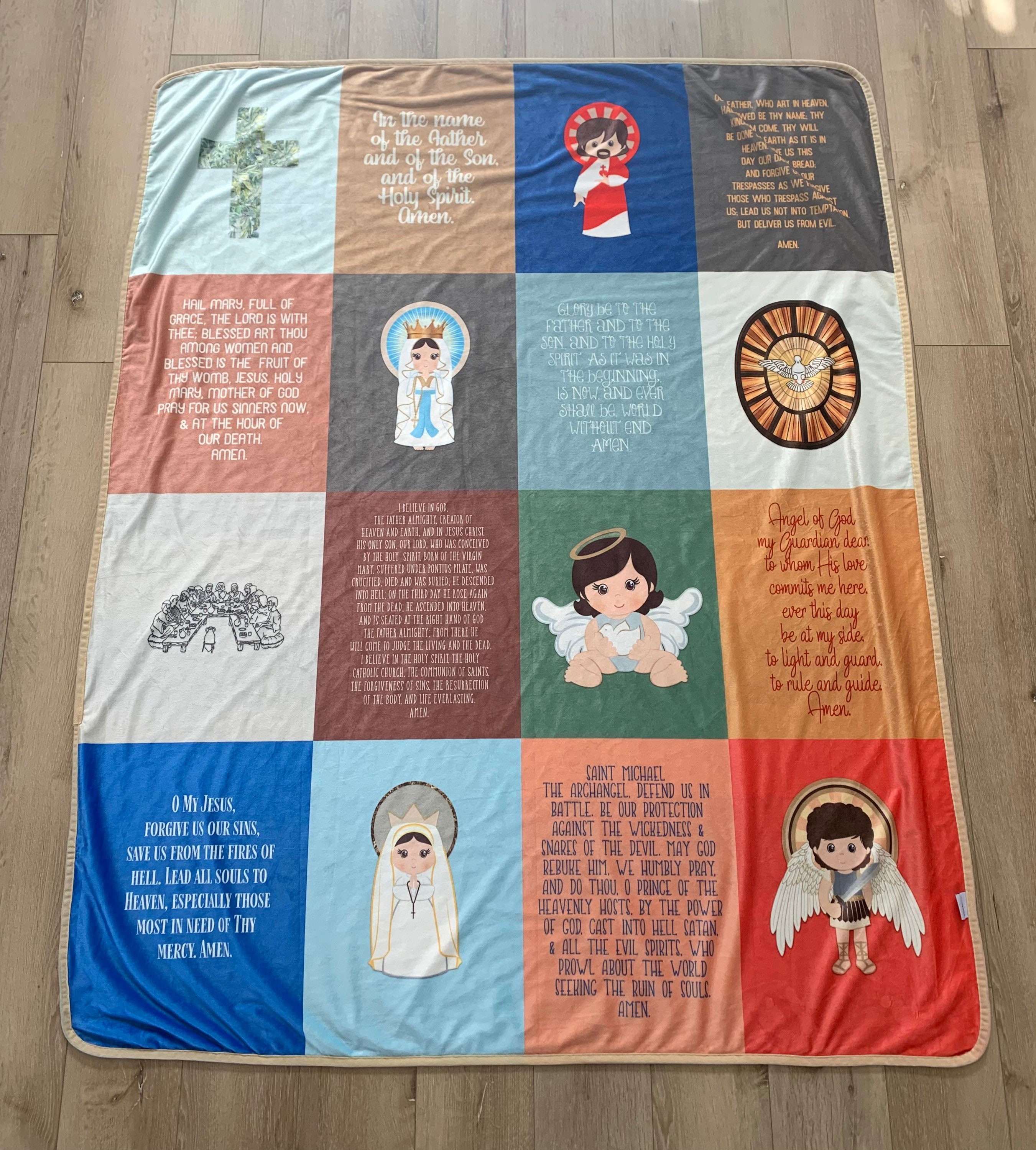 My Catholic Prayers Ultra soft throw Blanket. Prayer Blanket. 50 x 60" Catholic Prayers Blanket. Baptism Gift. Catholic. Hail Mary, Glory be