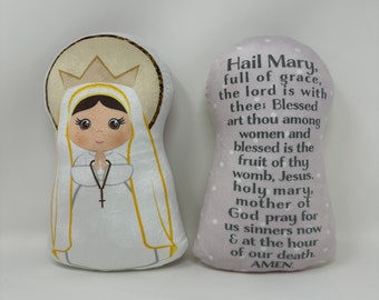 Our Lady of Fatima Stuffed Saint Doll. Saint Gift. Easter Gift. Baptism. Catholic Baby Gift. Hail Mary Gift. Our Lady Children's Doll