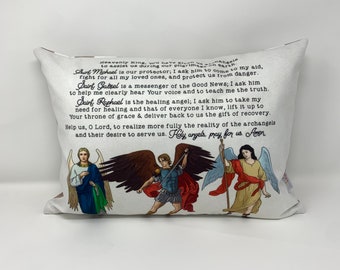 Archangel Michael, Raphael & Gabriel pillow. Baptism Gift. Christian Catholic Gift. First Communion Gift. St. Michael the archangel.