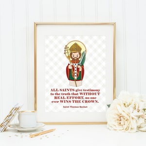 St Thomas Becket poster print. Saint Thomas Wall Art Poster. First Communion. All saints give testimony to the truth. Catholic Gift. Baptism