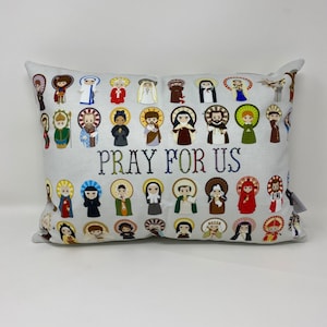 Catholic Saints pillow. Baptism Gift. Mother Teresa, Hail Mary, St. Michael Pillow. Catholic Gift. First Communion Gift. Pray for Us Pillow.