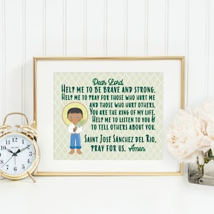 Saint Jose Sanchez del Rio print. St. Jose Sanchez del Rio Wall Art Poster. First Communion. Kids Room. Prayer Poster. Catholic Baptism Gift