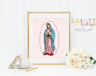 Our Lady of Guadalupe poster print. Our Lady of Guadalupe Wall Art. First Communion. Prayer Poster Catholic Print. Baptism. Hear me my