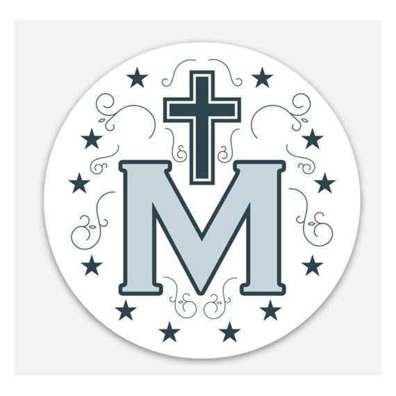 3 Vinyl Waterproof Marian Cross Sticker. Marian Cross Vinyl Water bottle  Saint Stickers. M Cross decal. Saint Decal. Catholic Gift.