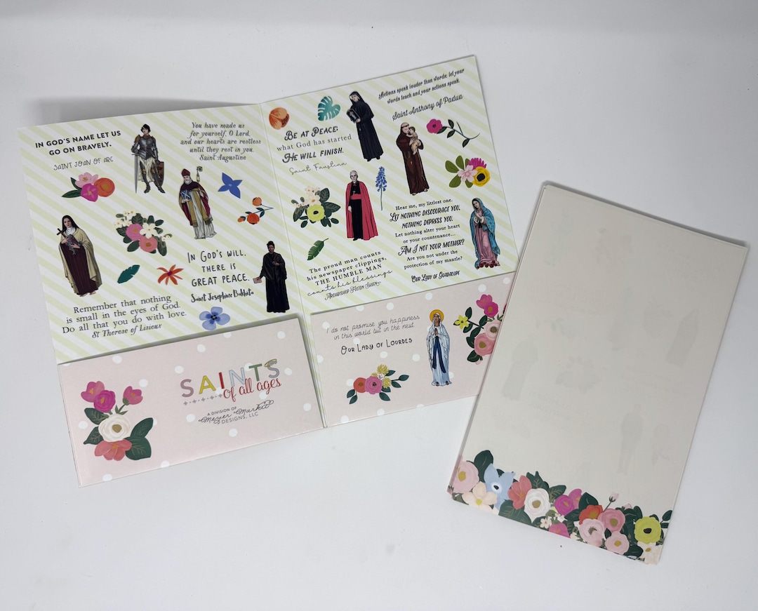 Catholic Saint Quotes Folder & Paper Set. Saint Stationery Set ...
