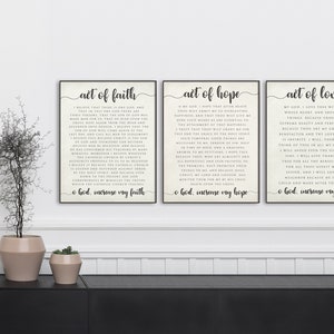 Act of Faith, Hope and Love Prayer Print Art Prints. Christian Wall Art. Act of Faith. Act of Hope. Act of Love. Farmhouse Prayer Set.