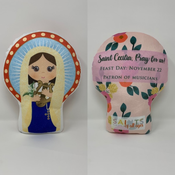 St. Cecilia Stuffed Saint Doll. Saint Gift. Christmas Gift. Baptism. Catholic Baby Gift. Saint Cecilia Gift. St. Cecilia Doll. Saint Cecilia