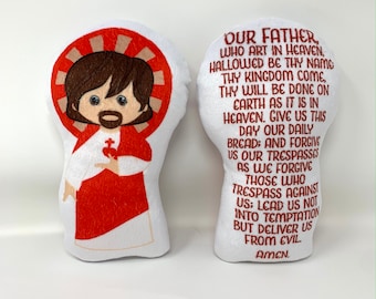 Our Father Prayer Stuffed Doll. Saint Gift. Easter Gift. Baptism. Catholic Baby Gift. Sacred Heart of Jesus Stuffed Doll. Our Father gift.