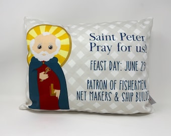 Saint Peter pillow. Saint Peter prayer pillow. Baptism Gift. First Communion gift. Catholic. First Communion. St. Peter Gift