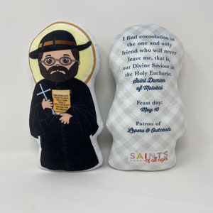 Saint Damien of Molokai Stuffed Doll. Saint Gift. Easter Gift. Baptism. Catholic Baby Gift. Damien Gift. Damien Children's Doll.