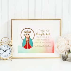 Saint Margaret of Scotland prayer print. Saint Margaret Wall Art Poster. Nursery Prayer Print. Catholic Poster. Baptism Gift. Margaret Gift.