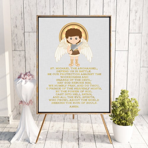 St. Michael Prayer Print. Christian Wall Art. Modern Prayer Etsy
