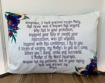 Memorare pillow. Remember, O most gracious Virgin Mary pillow. Christian Catholic Gift. First Communion Gift. Memorare pillow.