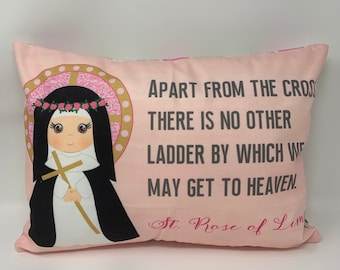 Saint Rose of Lima pillow. Apart from the cross pillow. First Communion Gift. Catholic Gift. Saint Rose gift. Saint pillow. Baptism Gift.