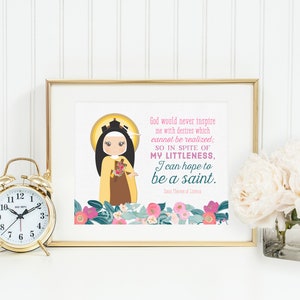 Saint Therese of Lisieux poster print. St. Therese Wall Art Poster. First Communion. Kids Room. Prayer Poster. Catholic Poster. Baptism Gift