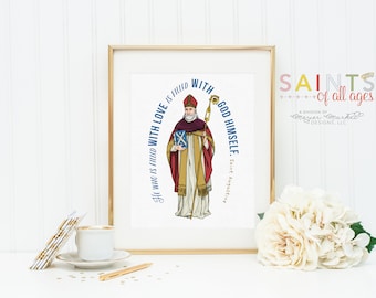 St Augustine poster print. St Augustine Wall Art Poster. First Communion. Augustine of Hippo Quote Poster Catholic Prayer Poster.