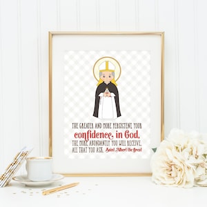 Saint Albert the Great poster print. Saint Albert Wall Art Poster. Catholic Poster. Baptism gift. First Communion Gift. the Greater the more