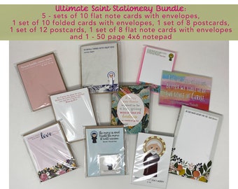 The Ultimate Catholic Saint Stationery Bundle. Catholic notecard Bundle. First Communion. Catholic Easter gift. Catholic Christmas.