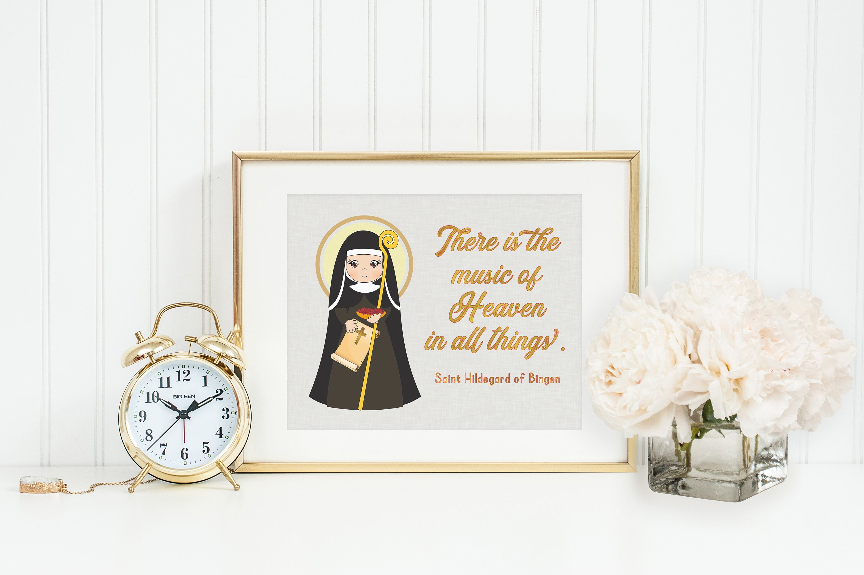 Saint Hildegard of Bingen poster print. St. Hildegard Wall Art. First