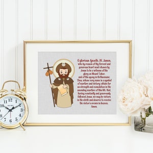 Saint James poster print. Saint James Wall Art. First Communion. Kids Room Prayer Poster. Baptism Gift. James Gift. James Pray for us!