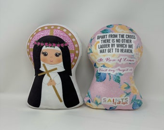 St. Rose of Lima Stuffed Saint Doll. Saint Gift. Easter Gift. Baptism. Catholic Baby Gift. Saint Rose Gift. St. Rose Children's Doll.