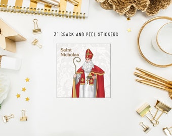 Saint Nicholas 3" Stickers. Christmas Saint Stickers. Homeschooling. Catholic Gift. Catholic Saint Stickers Saint Nicholas Sticker