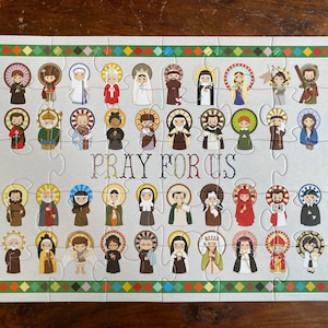 Pray For Us children’s puzzle. 11x14 Prayer Puzzle. Children&#39;s Stocking Stuffer. Saint. Catholic. First Communion. Baptism.