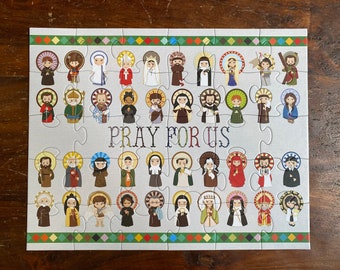 Pray For Us children’s puzzle. 11x14 Prayer Puzzle. Children's Stocking Stuffer. Saint. Catholic. First Communion. Baptism.