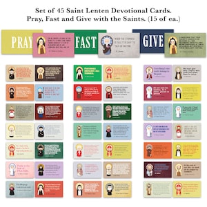 READY TO SHIP Set of 45 Lenten Devotional Saint Cards with quotes. Lenten Saint Devotional. Godchild Gift. Catholic Gift Saint Quotes Easter