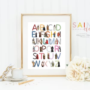 Saint ABC poster print. Catholic ABC Wall Art Poster. First Communion. JPII, Mother Teresa, Mary Poster. Catholic Prayer Poster. Kids Saints