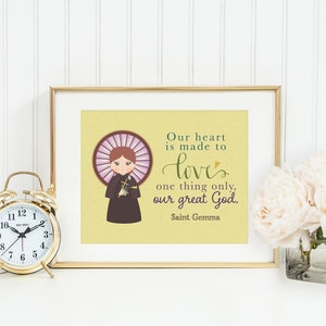 Saint Gemma poster print. Saint Gemma Wall Art Poster. First Communion. Saint Gemma Prayer Print. Catholic Prayer Poster. Kids Saints