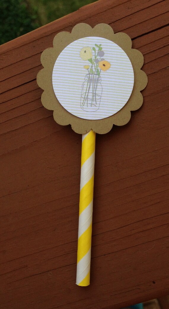 Items similar to SALE. Mason Jar Party Cupcake Toppers. Mason Jar