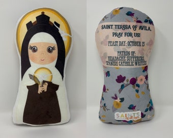 St. Teresa of Avila Stuffed Saint Doll. Saint Gift. Easter Gift. Baptism. Catholic Baby Gift. Saint Teresa Gift. St. Teresa Children's Doll.