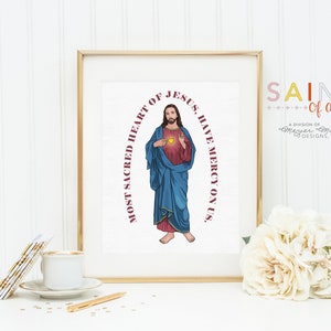 Sacred heart of Jesus poster print. Sacred heart of Jesus prayer Poster. First Communion. Prayer Poster. Catholic Poster. Baptism Gift