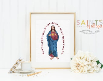 Sacred heart of Jesus poster print. Sacred heart of Jesus prayer Poster. First Communion. Prayer Poster. Catholic Poster. Baptism Gift