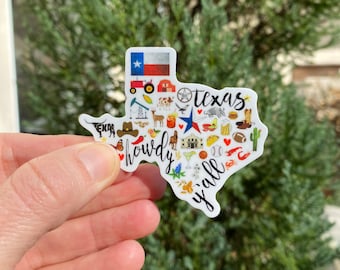 2.5" Vinyl Waterproof State of Texas Sticker. Texas Water bottle Stickers. Texas decal. Texas Vinyl Decal Gift.