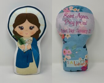 St. Agnes Stuffed Saint Doll. Saint Gift. Easter Gift. Baptism. Catholic Baby Gift. Saint Agnes Gift. St. Agnes Children's Doll.