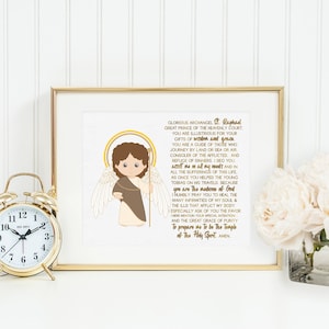Saint Raphael print. Baptism Gift. Children&#39;s & Nursery Decor, Christian Catholic Gift. First Communion Gift. St. Raphael Gift.