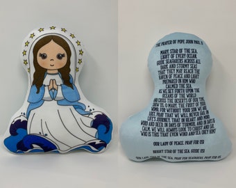 Mary, star of the Sea Stuffed Saint Doll. Saint Gift. Easter Gift. Baptism. Catholic Baby Gift. Hail Mary Gift. Stella Maris Children's Doll